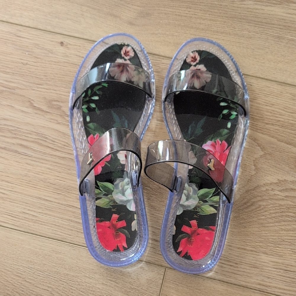 Ted Baker Floral Clear Strap Jelly Sandals 8